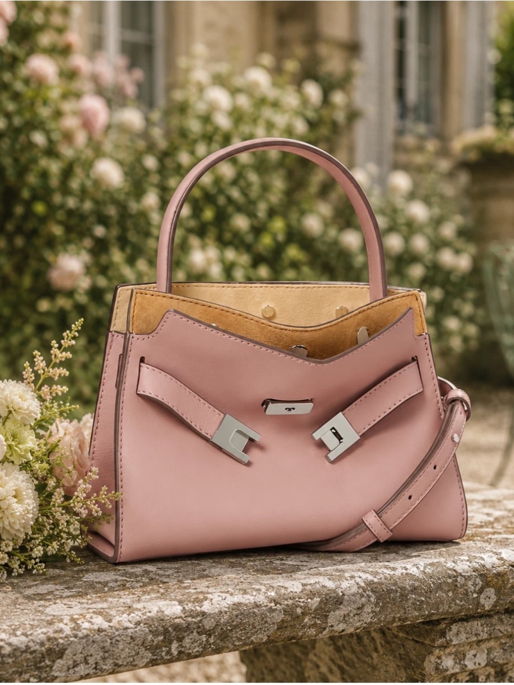 Tory Burch Petite Lee Radziwill Double Pink Crossbody Bag/Shoulder Bag/Handbag